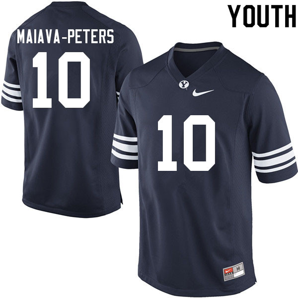 Youth #10 Sol-Jay Maiava-Peters BYU Cougars College Football Jerseys Sale-Navy - Click Image to Close